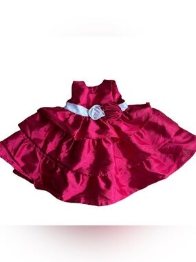 Cherokee Girls Sleeveless Tiered Red Party Dress With White Bow Size 3M Rosettes